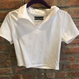 UO white cropped polo shirt